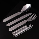 4pcs/set Portable Stainless Steel Tableware fold knife utensil spoon