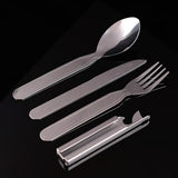 4pcs/set Portable Stainless Steel Tableware fold knife utensil spoon