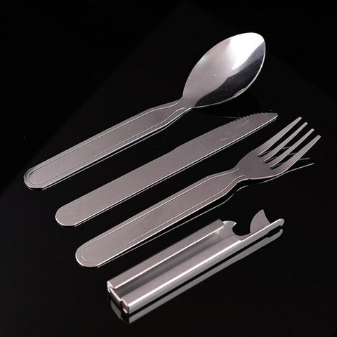 4pcs/set Portable Stainless Steel Tableware fold knife utensil spoon