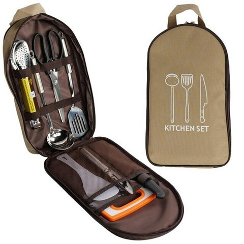 8PCS Outdoor Picnic Cookware Set 201 Stainless Steel Fork Knife