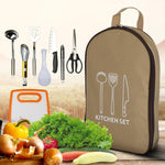 8PCS Outdoor Picnic Cookware Set 201 Stainless Steel Fork Knife