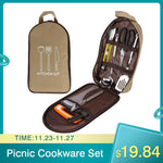 8PCS Outdoor Picnic Cookware Set 201 Stainless Steel Fork Knife