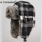 BUTTERMERE Winter Hats For Mens Bomber Hat Fur Red Warm Earflap Cap
