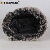 BUTTERMERE Winter Hats For Mens Bomber Hat Fur Red Warm Earflap Cap