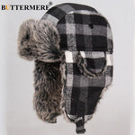 BUTTERMERE Winter Hats For Mens Bomber Hat Fur Red Warm Earflap Cap