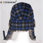 BUTTERMERE Winter Hats For Mens Bomber Hat Fur Red Warm Earflap Cap