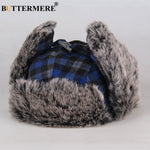 BUTTERMERE Winter Hats For Mens Bomber Hat Fur Red Warm Earflap Cap