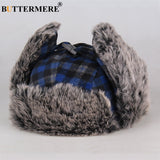 BUTTERMERE Winter Hats For Mens Bomber Hat Fur Red Warm Earflap Cap