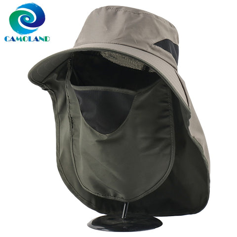 CAMOLAND 2 in 1 Summer UPF 50+ Sun Hats Male Outdoor Breathable Hiking