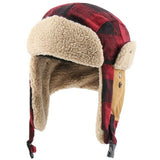 CAMOLAND Winter Bomber Earflap Hats For Women Russian Ushanka Cap With