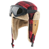 CAMOLAND Winter Bomber Earflap Hats For Women Russian Ushanka Cap With