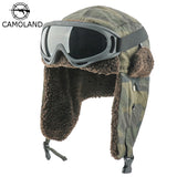 CAMOLAND Winter Bomber Earflap Hats For Women Russian Ushanka Cap With