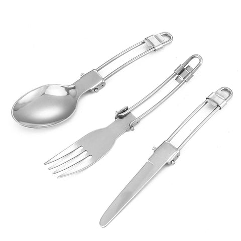 Camping  Fork Spoon Outdoor Tableware Foldable Ultralight Stainless