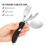Camping Tableware Outdoor Cooking Supplies 4 In 1 Spoon Folding Pocket