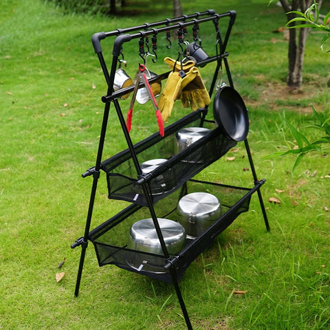 Camping Triangle Shelf Aluminum Alloy Folding Double Layer Large