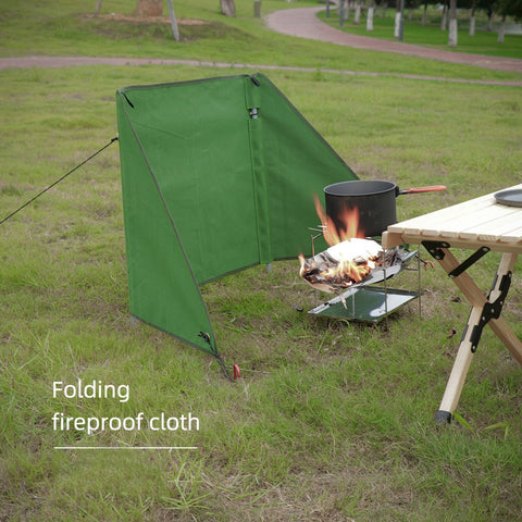 Camping Windshield Windproof Fireproof Screen Folding Curtain
