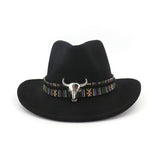 Fashion Men Women Western Cowboy Hat With Cow Head Band Wide Brim Hat