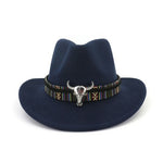 Fashion Men Women Western Cowboy Hat With Cow Head Band Wide Brim Hat
