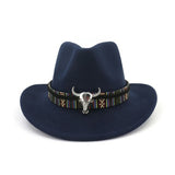 Fashion Men Women Western Cowboy Hat With Cow Head Band Wide Brim Hat