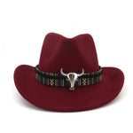 Fashion Men Women Western Cowboy Hat With Cow Head Band Wide Brim Hat