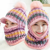 Female Warm Beanie Hat Riding Snow Caps Winter Women Knitted Hat Scarf