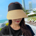 Magic Tape Panama Women Straw Hat Empty Top 2020 Women's Summer Hat