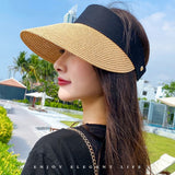 Magic Tape Panama Women Straw Hat Empty Top 2020 Women's Summer Hat