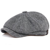 Men Newsboy Hats Peaky Blinders Autumn Vintage Herringbone Octagon Cap