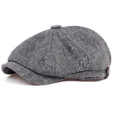 Men Newsboy Hats Peaky Blinders Autumn Vintage Herringbone Octagon Cap