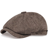 Men Newsboy Hats Peaky Blinders Autumn Vintage Herringbone Octagon Cap