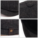 Men Newsboy Hats Peaky Blinders Autumn Vintage Herringbone Octagon Cap