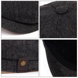 Men Newsboy Hats Peaky Blinders Autumn Vintage Herringbone Octagon Cap