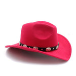 Men Wool Western Cowboy Hat For Womem Men Roll up Brim Cowgirl Jazz