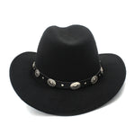 Men Wool Western Cowboy Hat For Womem Men Roll up Brim Cowgirl Jazz