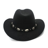 Men Wool Western Cowboy Hat For Womem Men Roll up Brim Cowgirl Jazz
