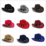 Men Wool Western Cowboy Hat For Womem Men Roll up Brim Cowgirl Jazz