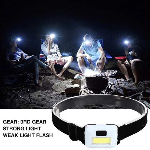 Mini 3w Cob Led Headlight 3 Modes Waterproof Headlamp Head Flashlight