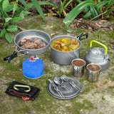 Outdoor Camping Cookware Kit Portable Aluminum Alloy Cookware Utensils