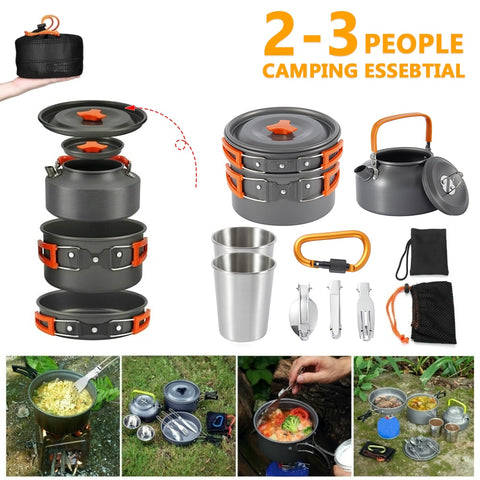 Outdoor Camping Cookware Kit Portable Aluminum Alloy Cookware Utensils