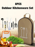 Outdoor Picnic Campping Cookware Set 8PCS Fork Knife Utensil Scissors