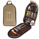 Outdoor Picnic Campping Cookware Set 8PCS Fork Knife Utensil Scissors