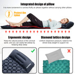 PACOONE Outdoor Camping Sleeping Pad Inflatable Mattress with Pillows
