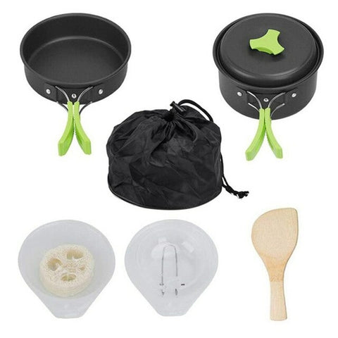 Portable Camping Tableware Cooking Set Outdoor Cookware Pan Pot Bowl