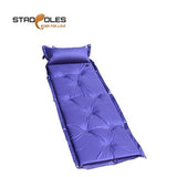 Portable Single Camping Mat With Pillow Inflatable Mattress Hike Beach