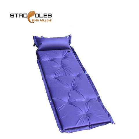 Portable Single Camping Mat With Pillow Inflatable Mattress Hike Beach