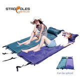 Portable Single Camping Mat With Pillow Inflatable Mattress Hike Beach