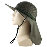 Summer Sun Hat Bucket Men Women Boonie Hat with Neck Flap Outdoor UV