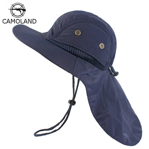 Summer Sun Hat Bucket Men Women Boonie Hat with Neck Flap Outdoor UV