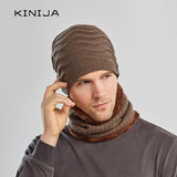 Winter fashion men hat scarf mask set outdoor cycling plush thick warm