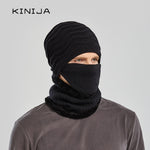 Winter fashion men hat scarf mask set outdoor cycling plush thick warm